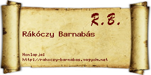 Rákóczy Barnabás névjegykártya